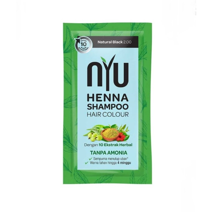 NYU Henna Shampoo Hair Color Natural Black 20ml