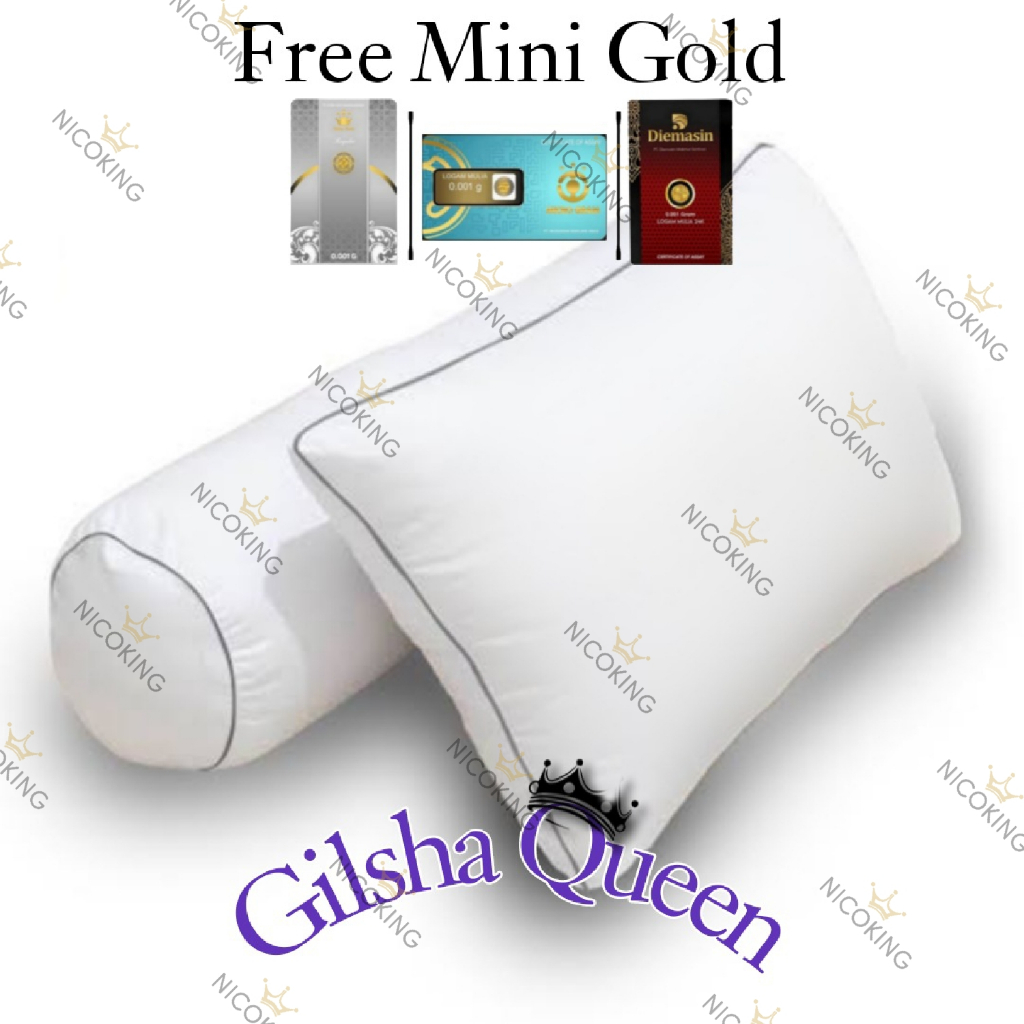 Gilsha Queen 1 Set Bantal Guling Exlusive Luxury bulu angsa sintetis Atau Silikon Hotel Berbintang Tebal Halus Lembut