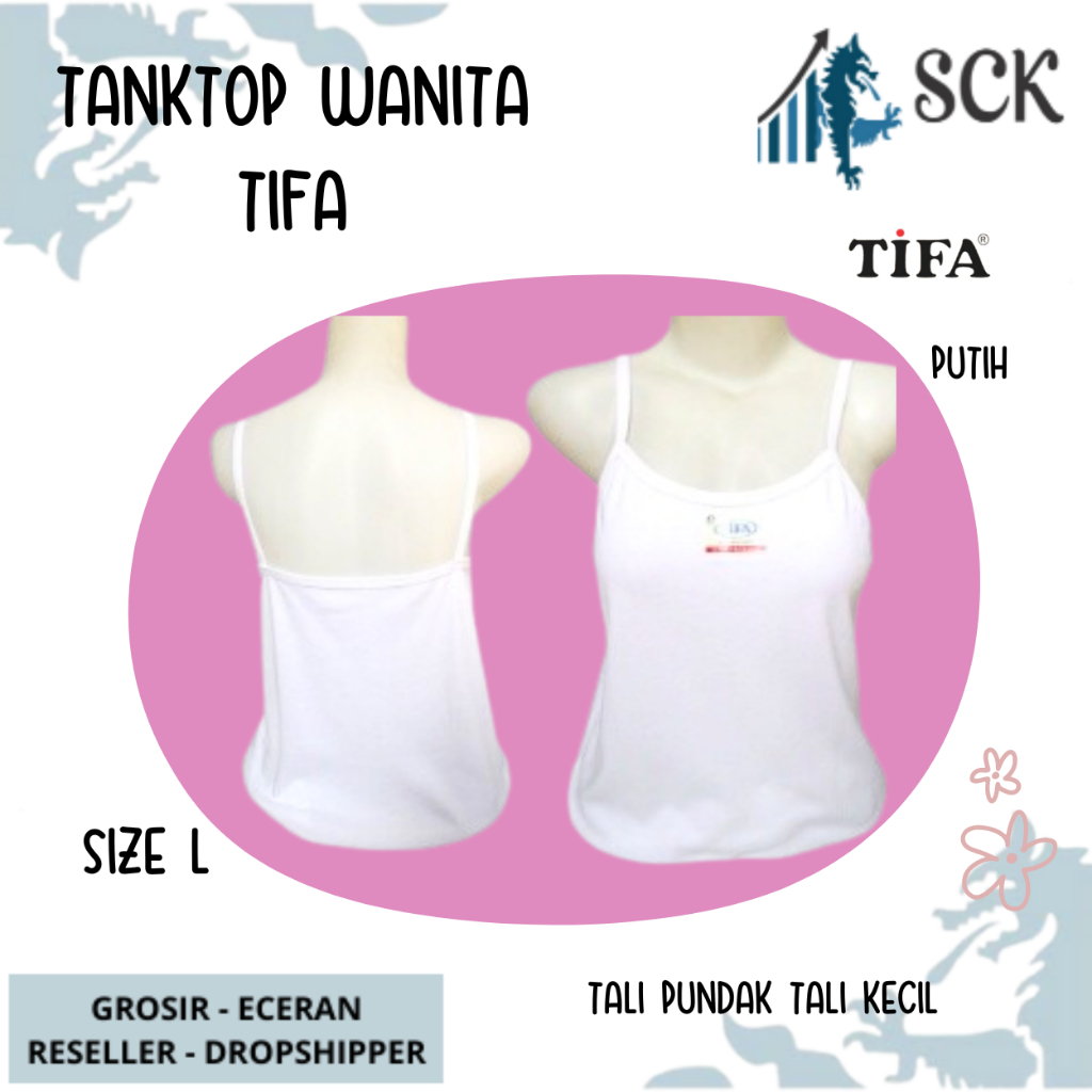 Tank Top Wanita TIFA  Putih Tali Kecil / Kaos Dalam Olahraga Yoga Fitness Aerobik