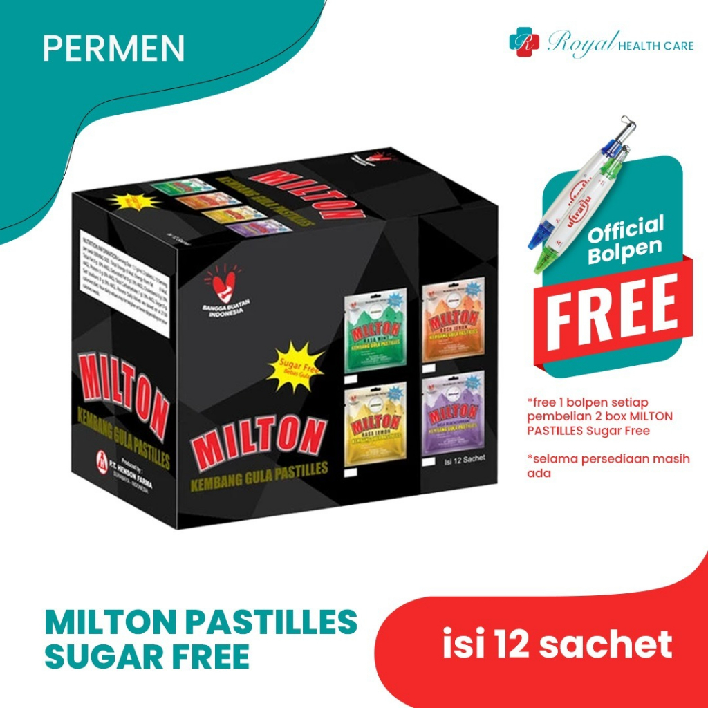 MILTON PASTILLES Box Sugar Free Isi 12 sachet