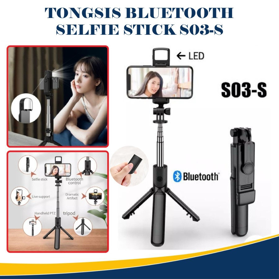 Trend-S03/K07/S03-S/R1-S/R1  SELFIE STICK INTEGRATED TRIPOD/ TONGSIS REMOTE BLUETOOTH