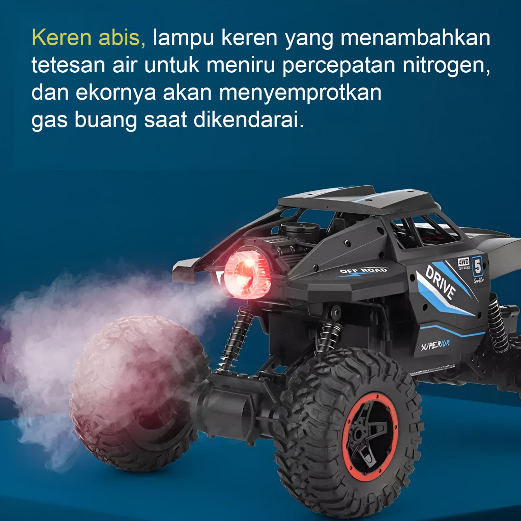 RC Climbing Cross Country Waterspray Car 1:14 | Mainan Anak Laki Laki Mobil Mobilan Remote Control Efek Asap 2.4Ghz Lampu