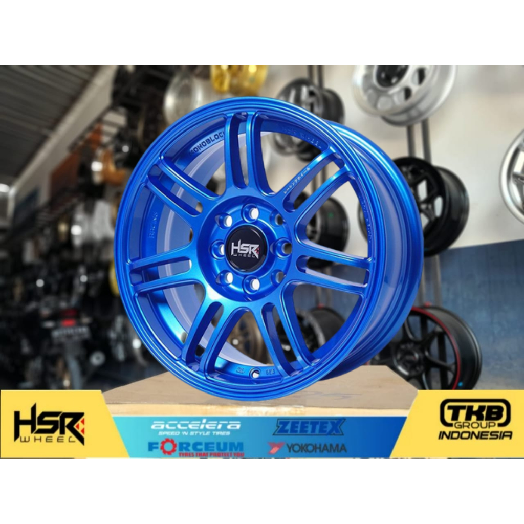 velg mobil ring 15 velg  hsr r15 boon warna biru lebar 65 untuk brio agya calya sigra sirion mirage 