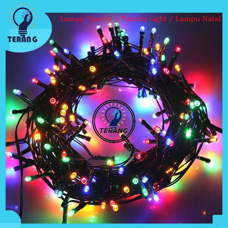 Lampu tumblr/lampu natal led/tumblr light/tumblr led 7warna lancip/roket/100led/Kabel Hitam