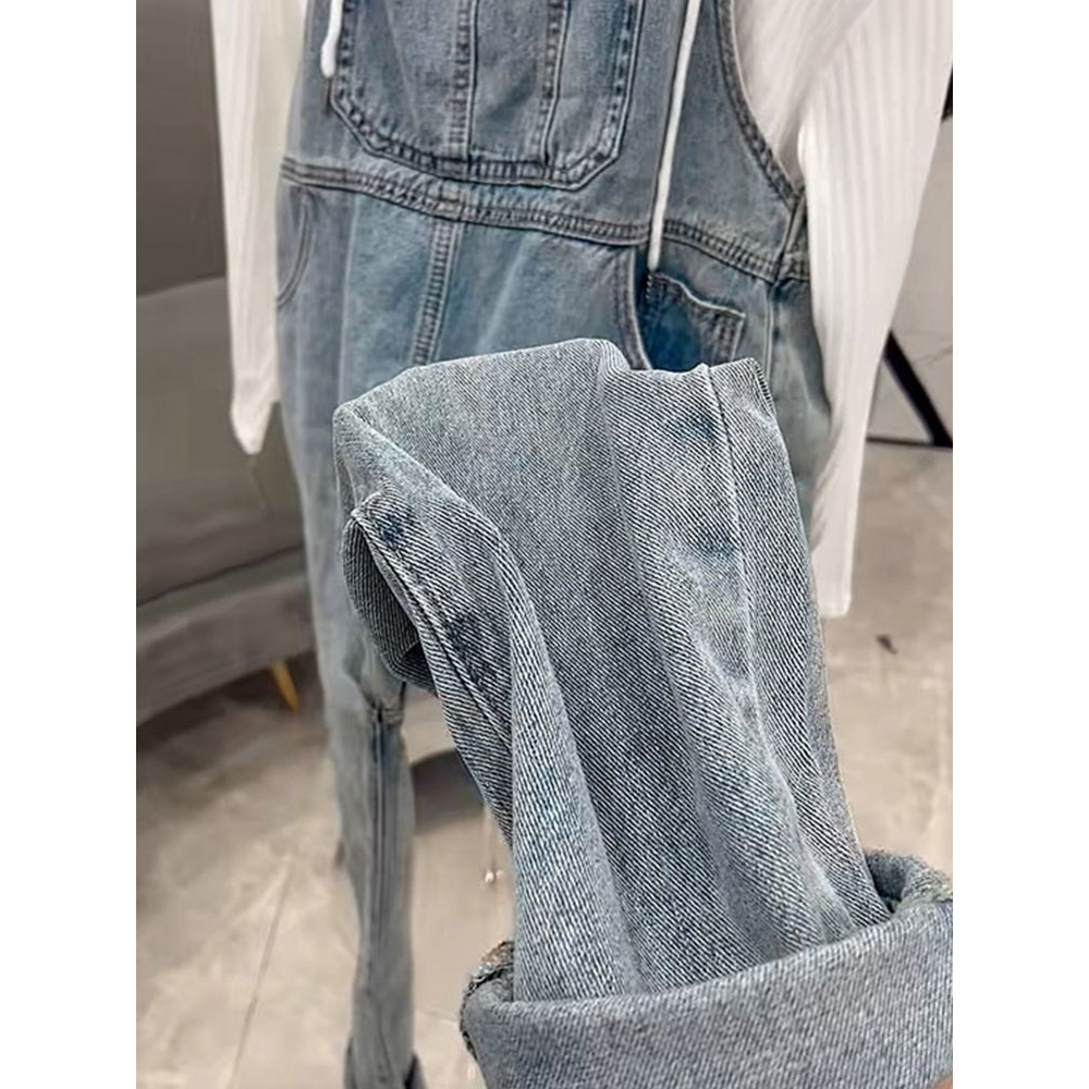 【cantikya.id】 Overall Jeans Wanita Impor Cowboy overall Musim panas wanita 2023 longgar fit slim fit celana lebar korea