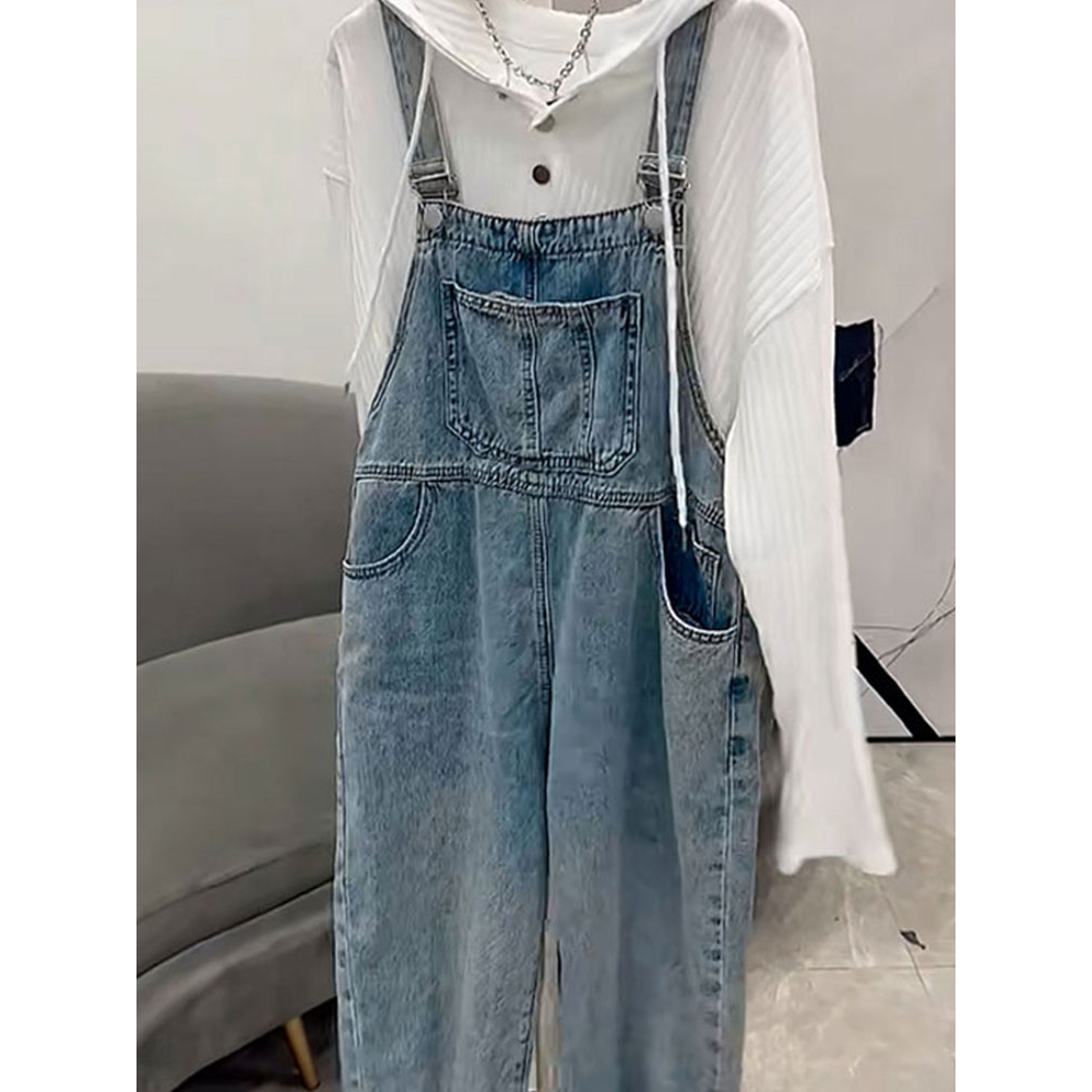 【cantikya.id】 Overall Jeans Wanita Impor Cowboy overall Musim panas wanita 2023 longgar fit slim fit celana lebar korea