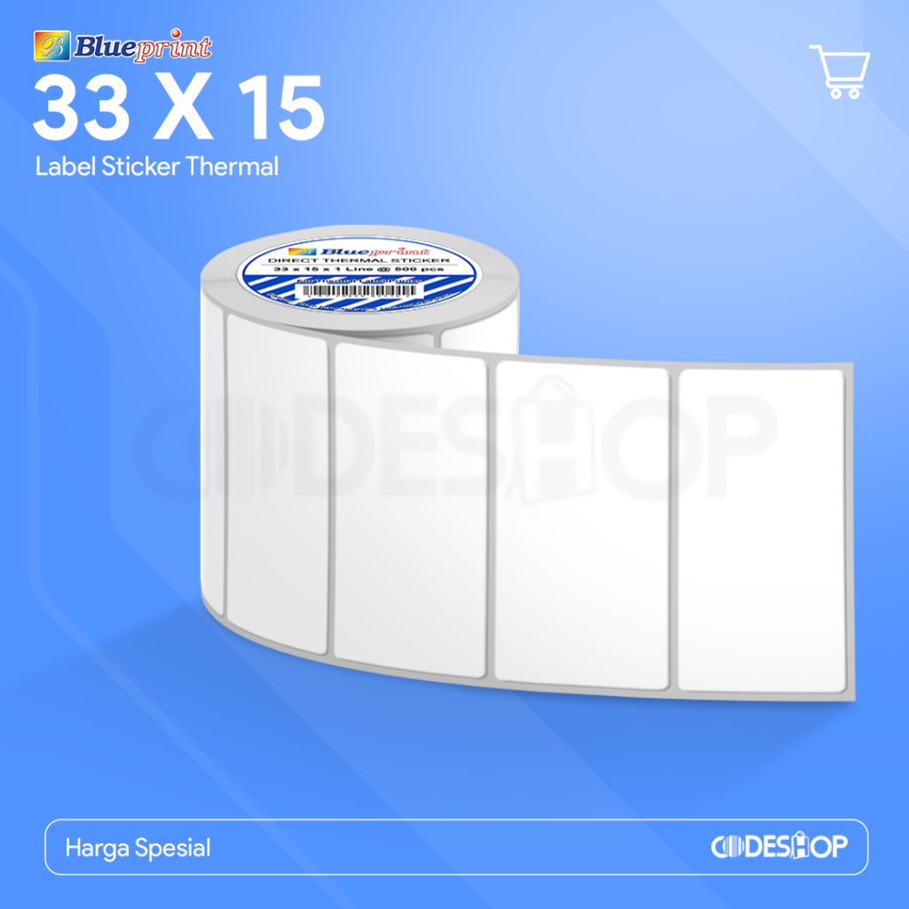 

Sticker Label Barcode 33x15mm Thermal Blueprint 1 Line 33 x 15 mm