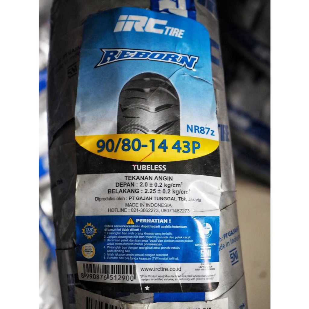 BAN MOTOR IRC NR87Z 90/80-14 TUBELESS Honda Beat Vario Mio Suzuki Nex skywave soul scoopy gear spacy