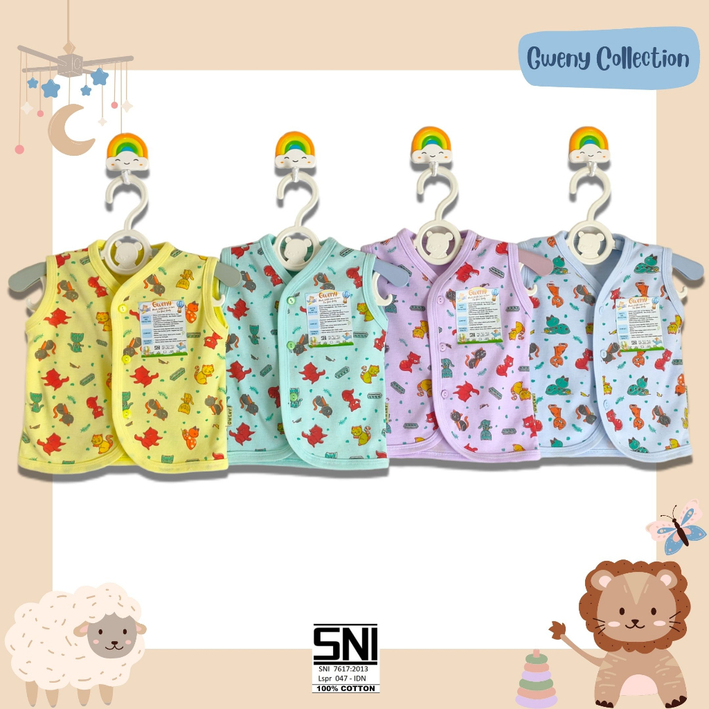 Atasan Lengan Pendek Bayi , Atasan Tanpa Lengan Bayi  Motif  Cute Cat , Gajah Baby Glow