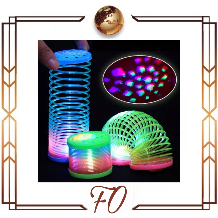 (FO)  Mainan Spring Slinky Magic Warna Pelangi Ada Lampu