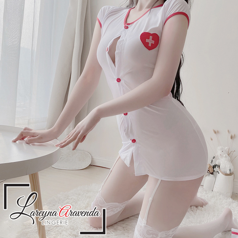 Lareyna Aravenda Setelan Lingerie + Topi + CD Cosplay Dolly Nurse LG106