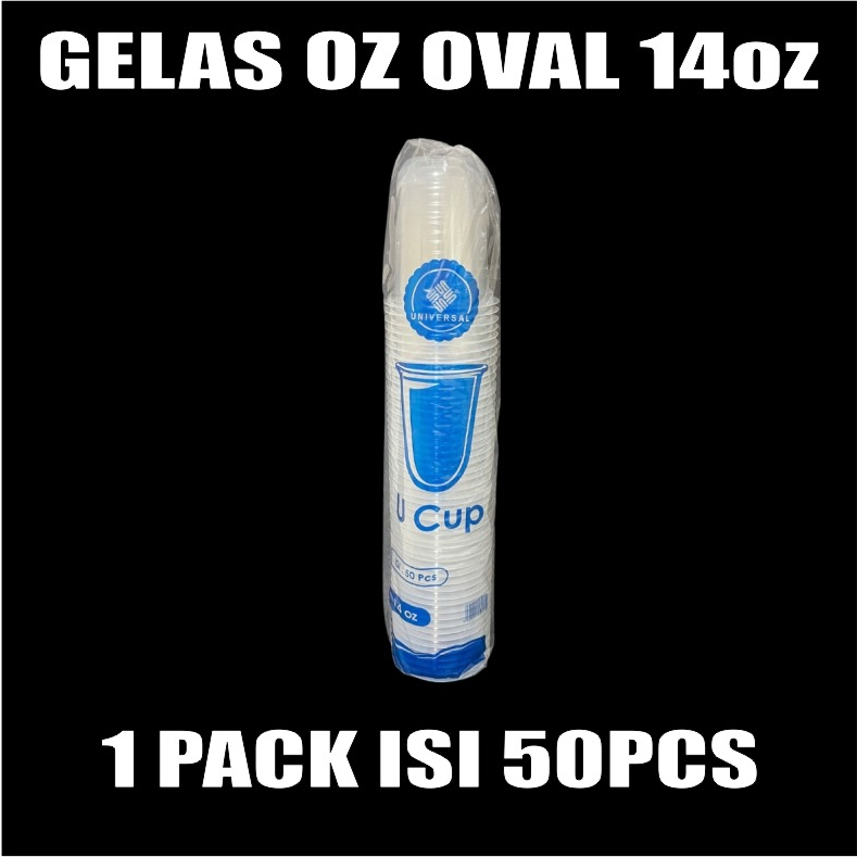 Gelas oz Oval 14oz Bening Cup Plastik Bulat Round Per Dus Murah SBY