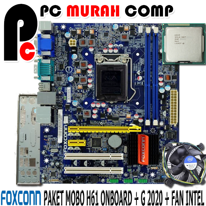 Paket Mobo Mainboard LGA 1155 H61 Processor G2020 / G2030