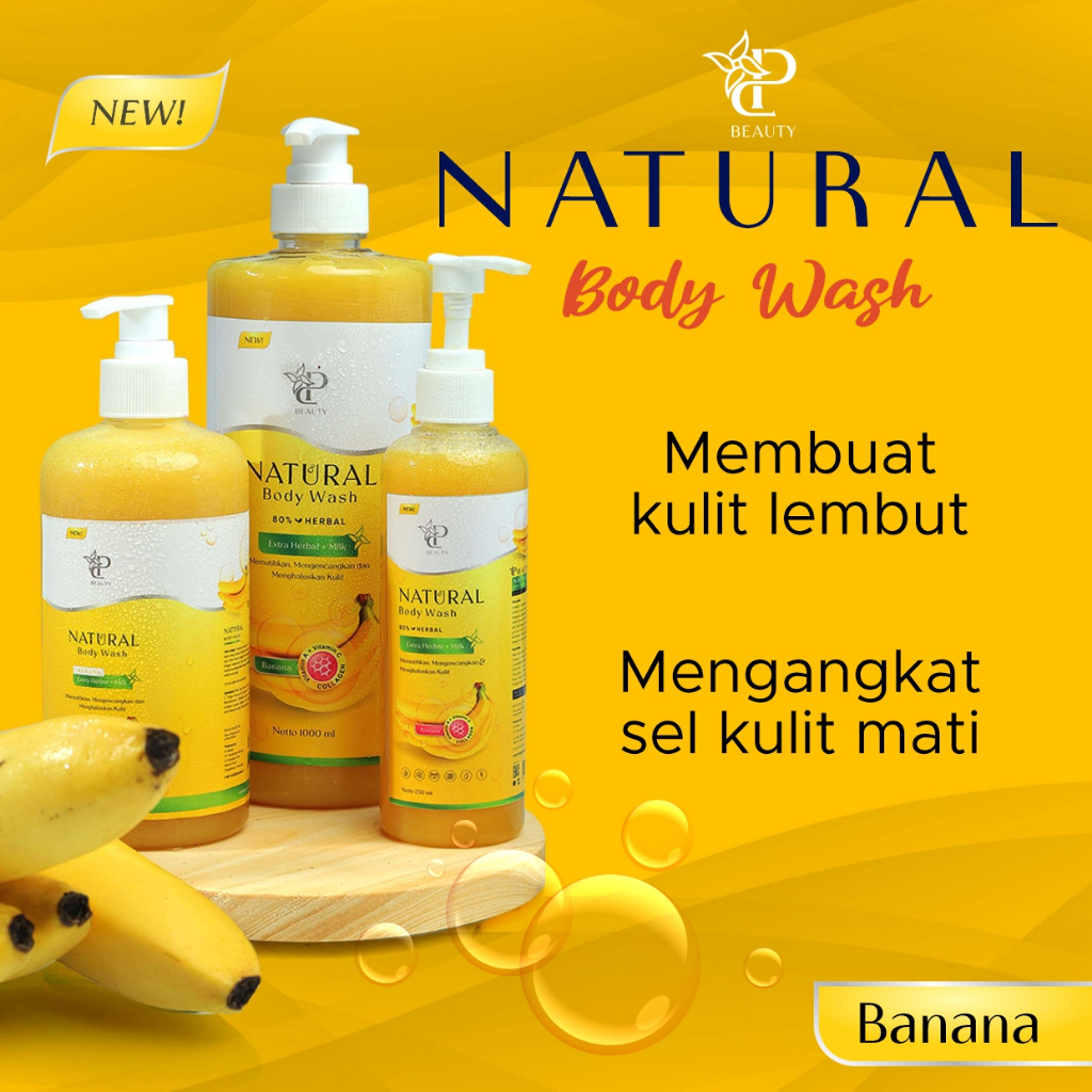 Sp Beauty Body Wash sabun cair herbal banana Extra vitamin C. A &amp; Collagen. - Sabun mandi cair pemutih badan sabun cair pemutih .sabun cair herbal banana