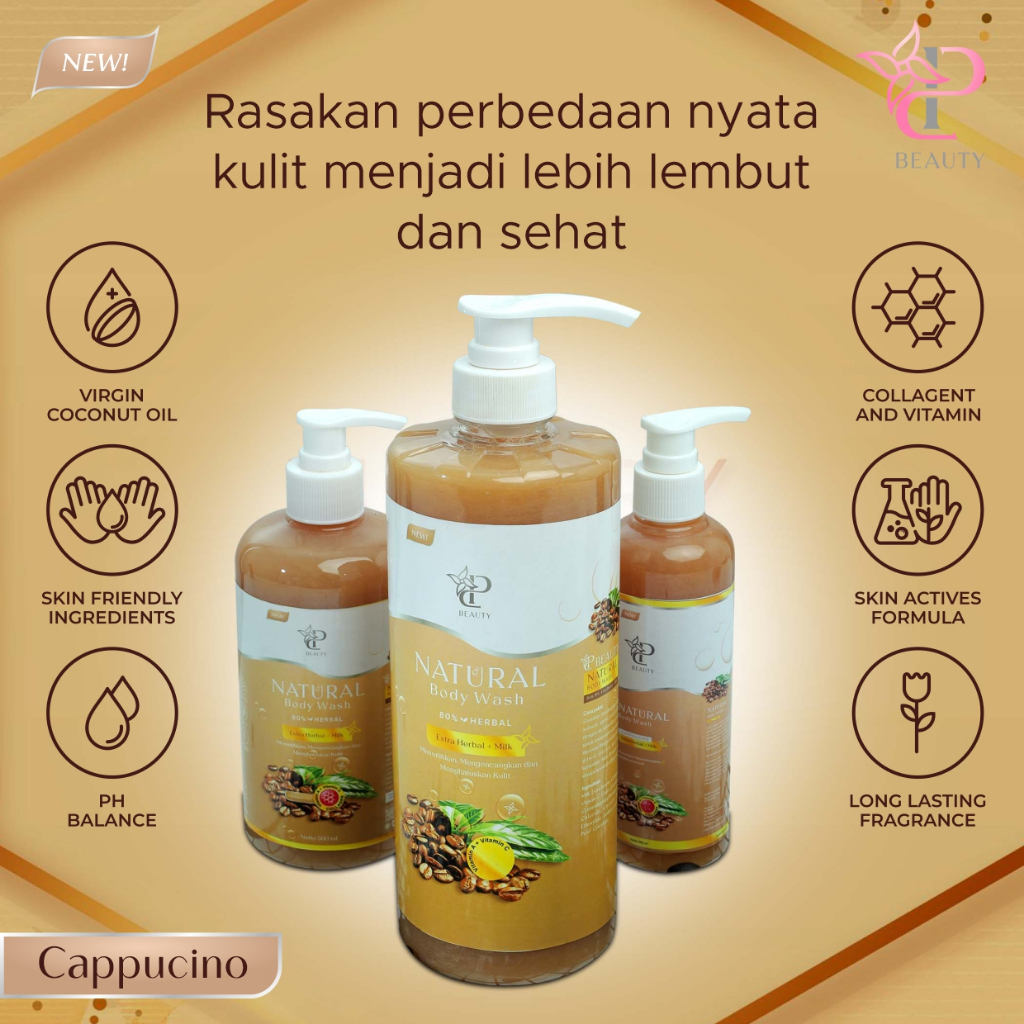 Sp Beauty Body Wash sabun cair herbal. Extra cappucino 500ml vitamin C. A &amp; Collagen. - Sabun mandi cair pemutih badan sabun cair pemutih .sabun cair herbal cappucino