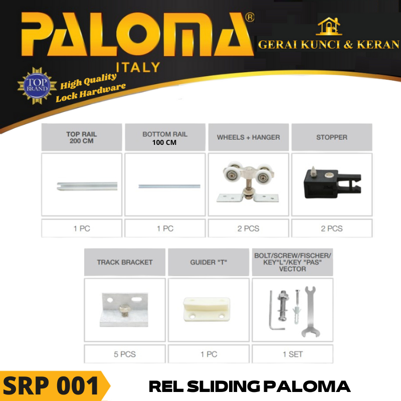 SLIDING RAIL PALOMA PINTU GESER SRP 001 2 METER REL SLIDING