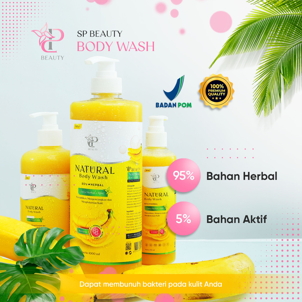 Sp Beauty Body Wash sabun cair herbal. Extra banana 500ml vitamin C. A &amp; Collagen. - Sabun mandi cair pemutih badan sabun cair pemutih .sabun cair herbal banana