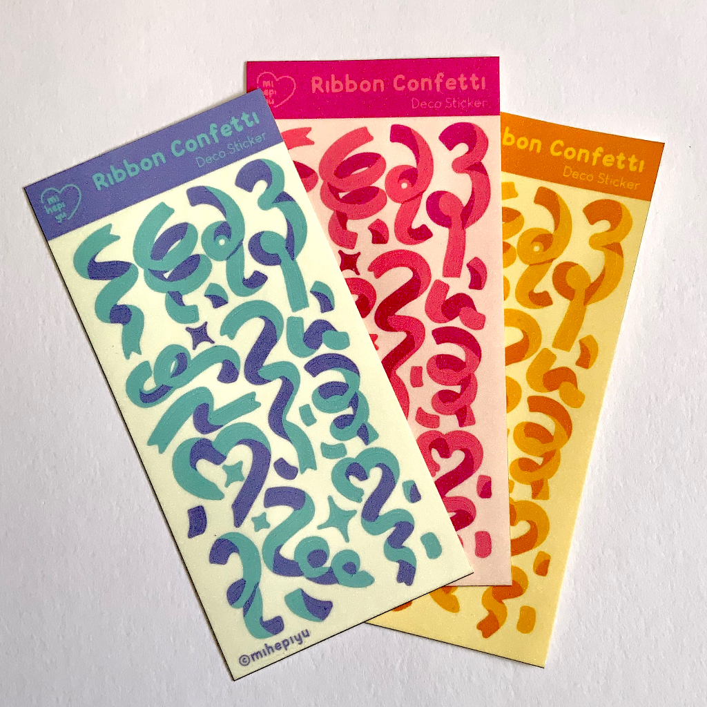

Ribbon Confetti Deco Sticker Sheet | Mihepiyu