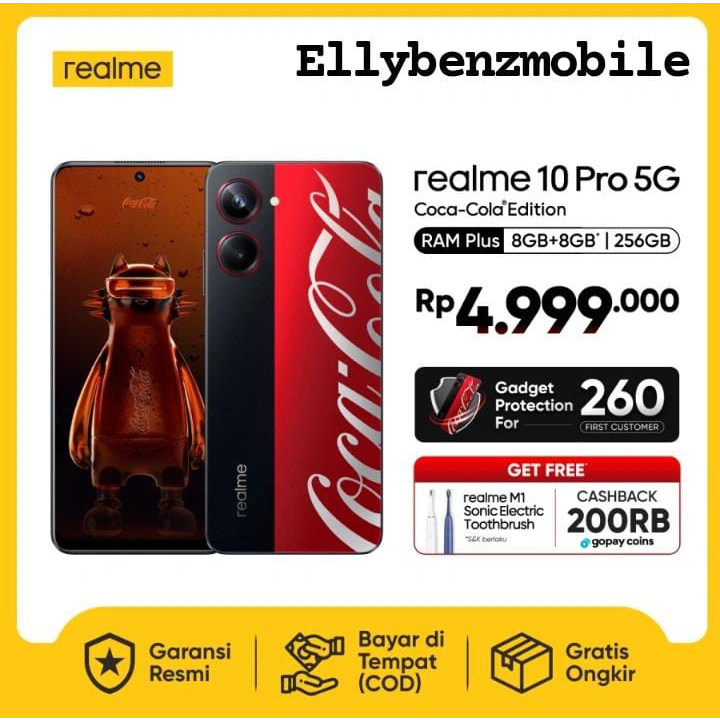 Realme 10 Pro 5G 8/256GB Coca-cola limited edition | New Garansi Resmi