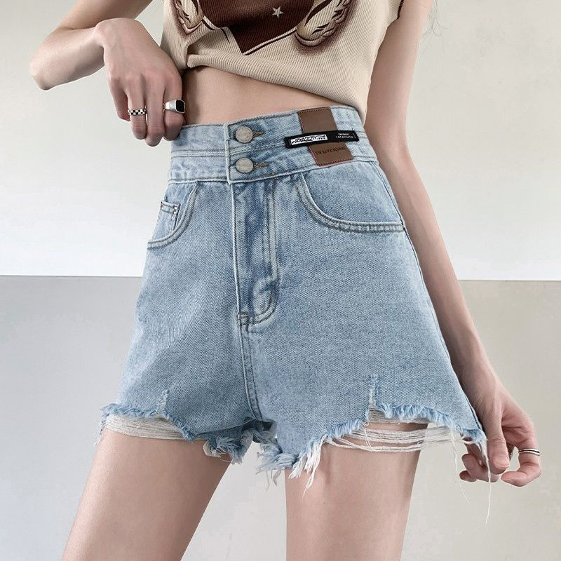 Celana hotpants jeans wanita korea style pendek ripped Short jeans Highwaist denim dewasa xl XXl kekinian 2023