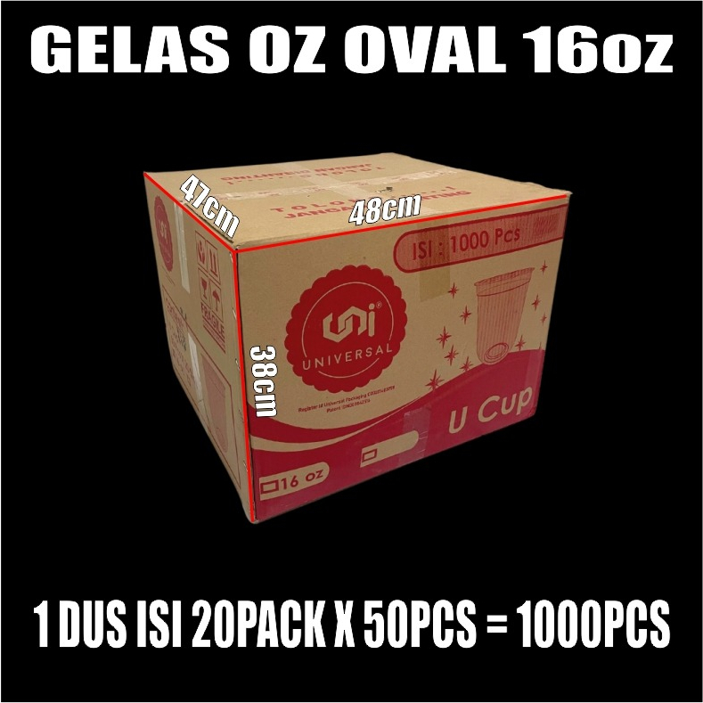 Gelas oz Oval 16oz Bening Cup Plastik Bulat Round Per Dus Murah SBY