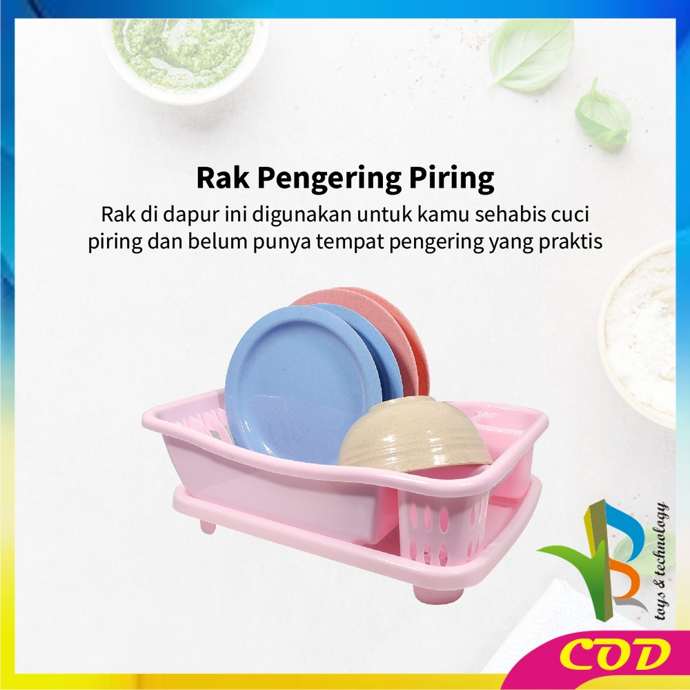 RB-C845 Rak Piring Plastik Serbaguna dengan Nampan Rak Tirisan Piring Wastafel / Rak Pengering Cuci Piring Mangkok Gelas Dish Drainer