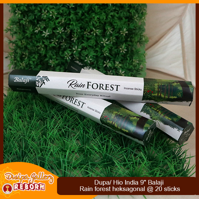 Dupa Hio India Wangi Rain Forest Balaji heksagonal 9&quot; @20 sticks