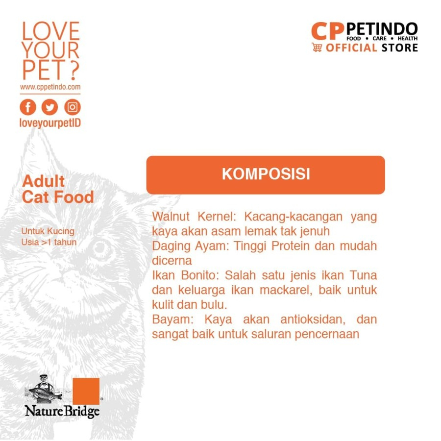 CPPETINDO Nature Bridge ADULT Cat Food - 9kg - gosend