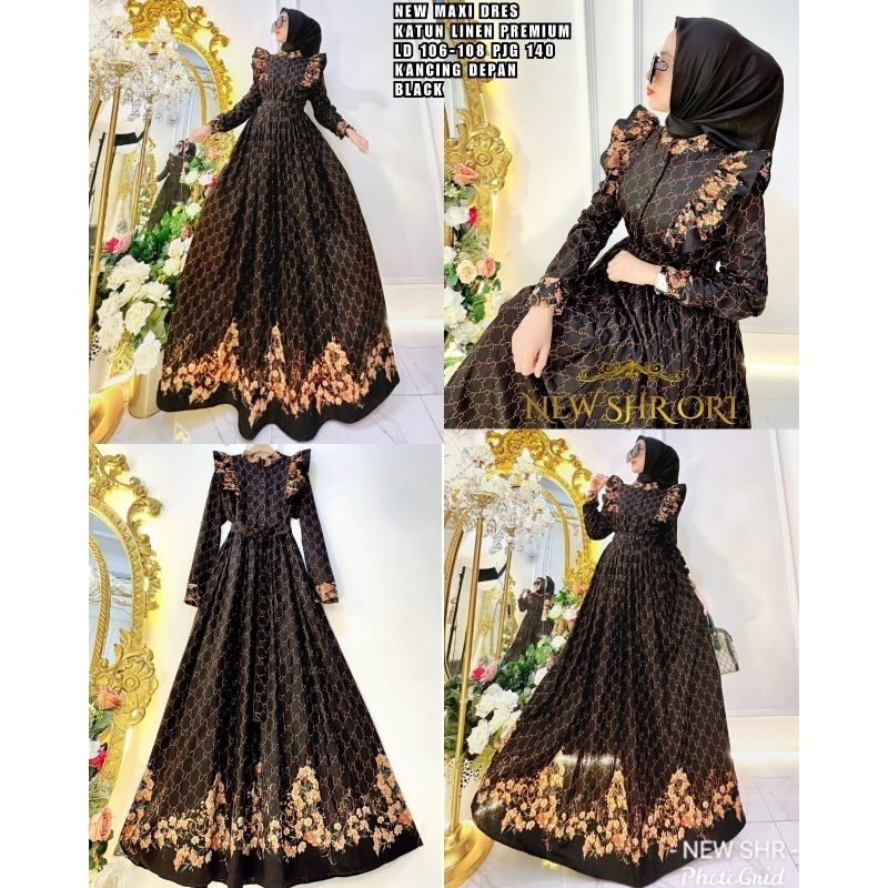 SHR MAXI DRESS KATUN LINEN SYAHIRA ORIGINAL