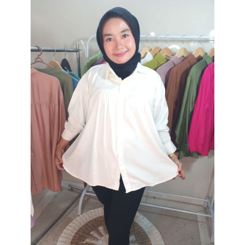 KEMEJA WANITA BLOUSE POLOS BAHAN TWIL RAYON PREMIUM BAHAN ADEM