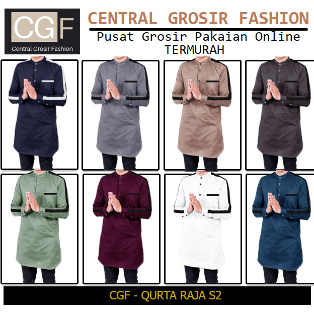 Koko Qurta Raja S2 - Central Grosir Fashion (CGF) - Ukuran S-3XL - Matt Katun Icon Import - Baju Koko Qurta Pria - Baju Koko atasan Pria - New Arrival