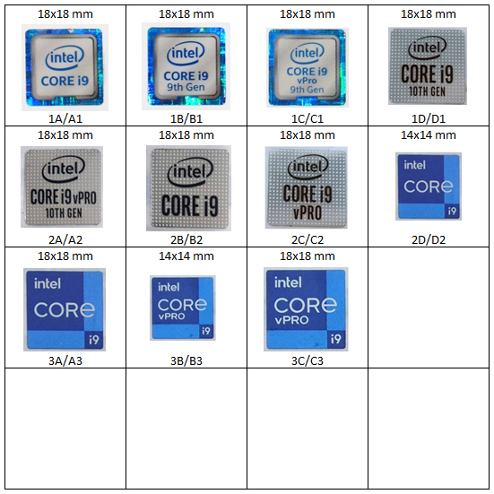 Stiker Sticker Intel Core i9 Ori