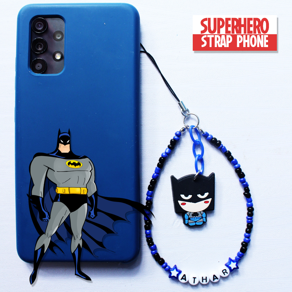 Gantungan hp Lucu Manik-manik Tali Ponsel Lanyard Pergelangan Tangan Free Custom Nama Phone Strap Beads Superhero Mr Nanas