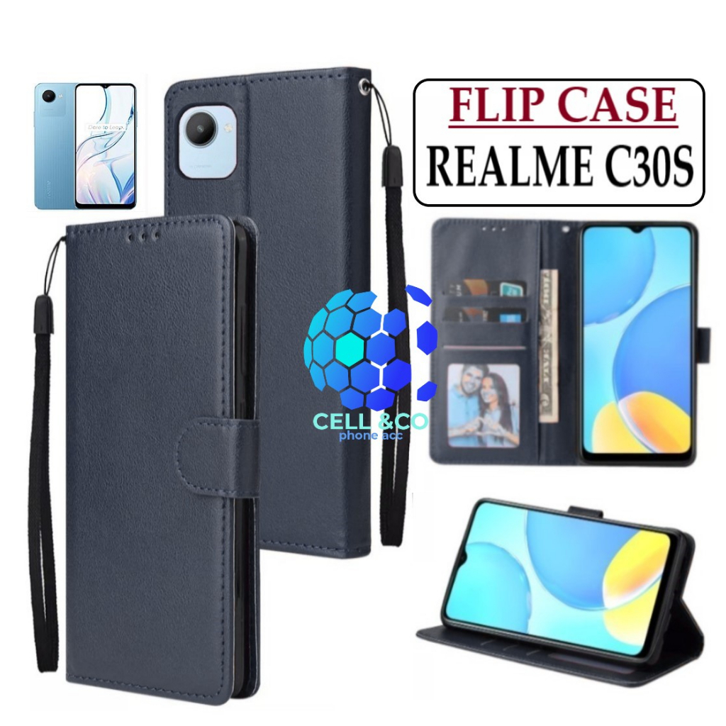 FLIP COVER REALME C30S LEATHER WALLET PREMIUM FLIP CASE BUKA TUTUP KESING HP CASING FLIP CASE WALLET REALME C30S