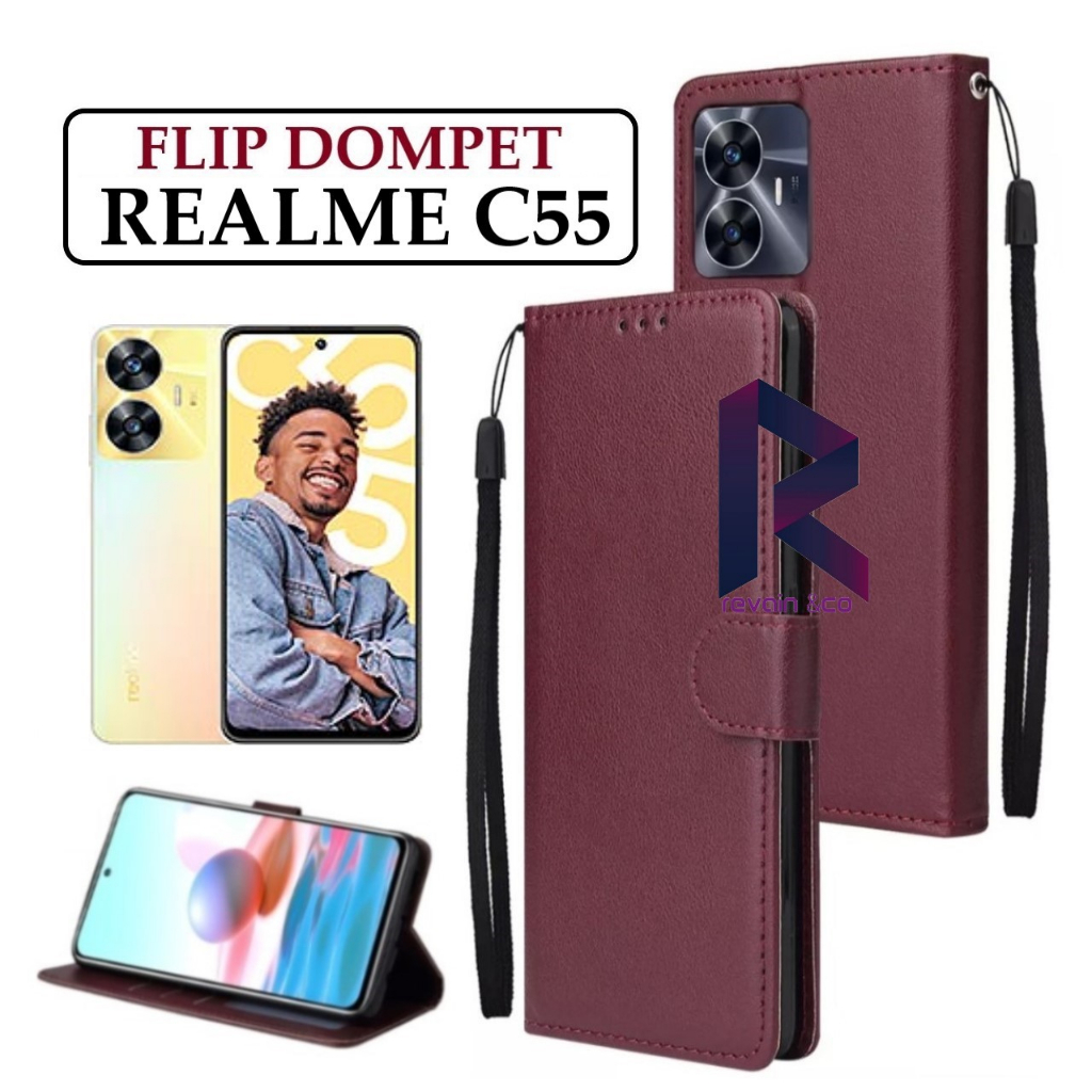 FLIP COVER New REALME C55 FLIP WALLET LEATHER KULIT PREMIUM SARUNG BUKA TUTUP KESING HP FLIP CASE REALME C55