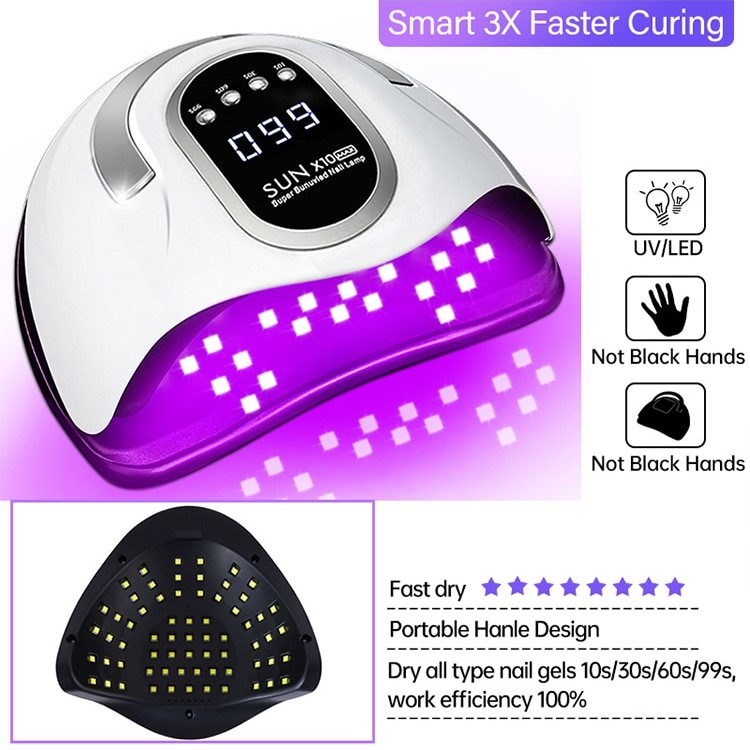 SUN Pengering Kutek UV Lamp Nail Dryer Sensor with LCD Display - X10 MAX - White