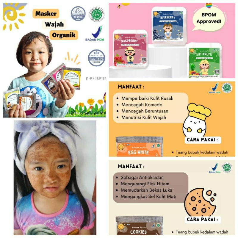 Masker Wajah Kids Series Organik Masker Anak Masker Dewasa Bumil Masker Kecantikan