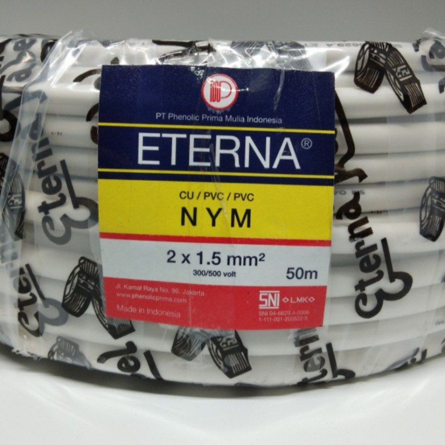 eterna kabel 2x1.5 nym tunggal isi 2 2x1,5 HARGA METERAN