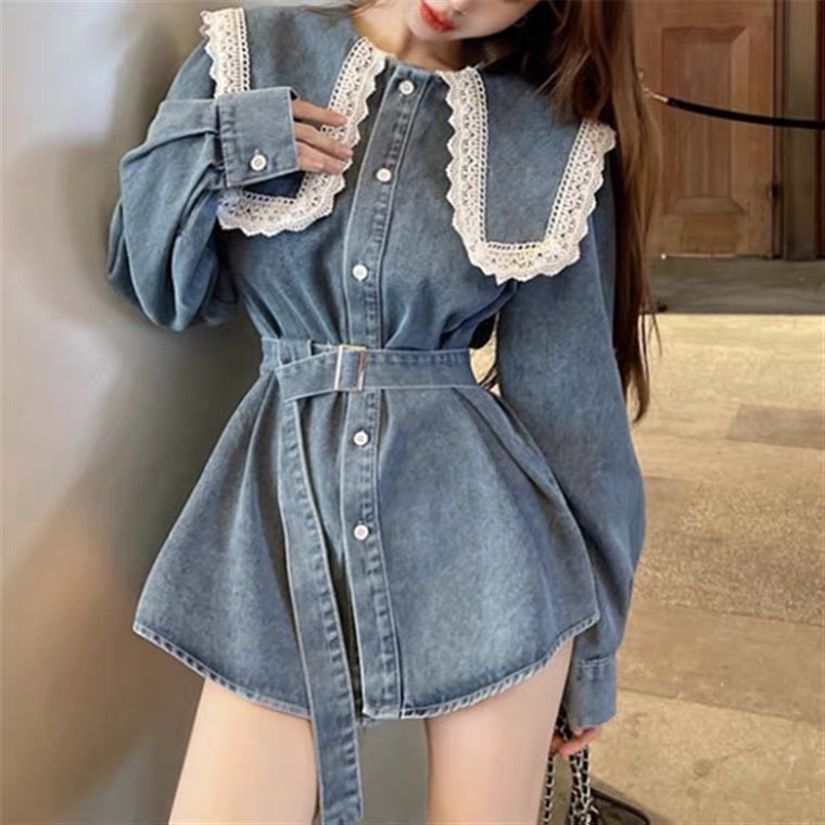 Luffy Denim Blouse Baju Atasan Import