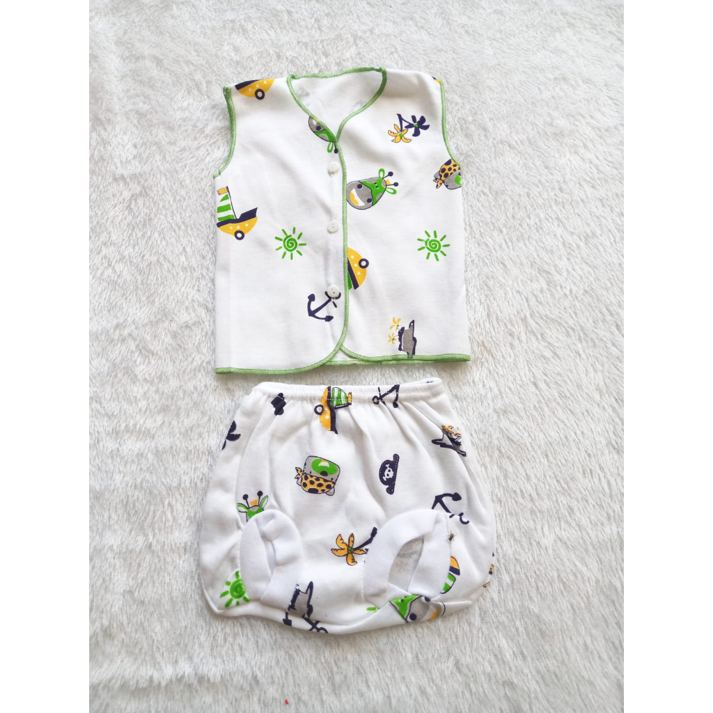 BOBOKO SETELAN Baju Newborn Sleeveless Premium Seri Animal 0-3 bulan