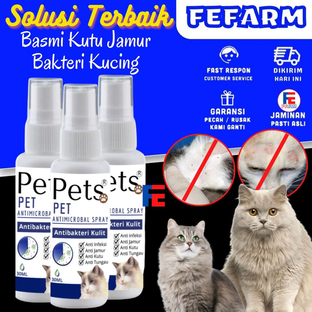 Obat Anti Jamur Kucing Gatal Infeksi Cat Kitten Pet Antimicrobal Anti Bakteri FEFARM