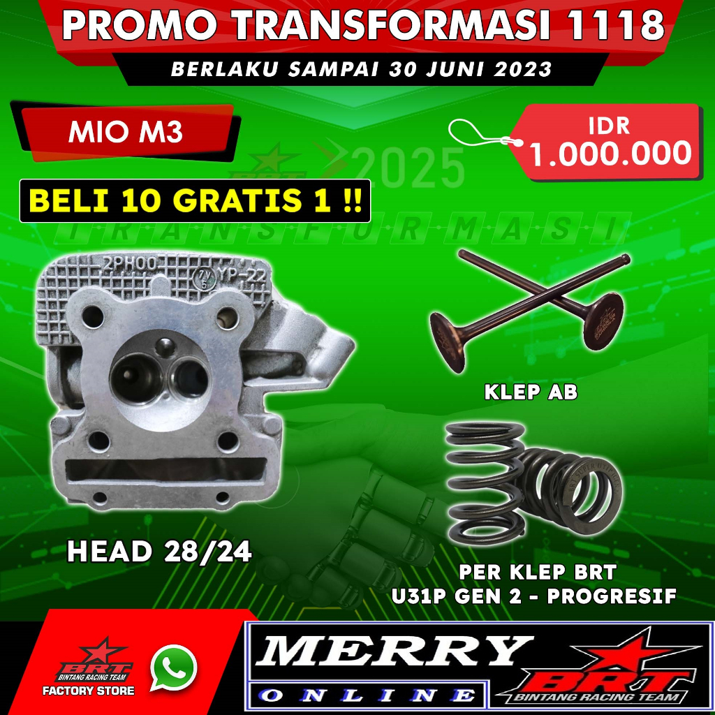 Promo 1117 BRT  Head mio M3  Fino 125  X ride 125 klep 28/24 Porting CNC