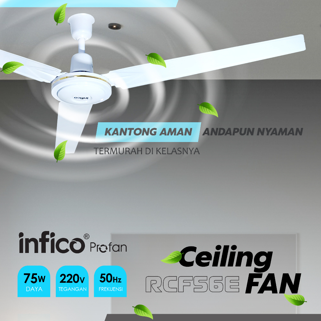 KIPAS CEILING BESI JUMBO BEST SELLER /PLAFON BESAR FAN BESI 3 DAUN 56 INCH KOKOH INFICO BERIZIN SNI FREE ONGKIR JOSS +