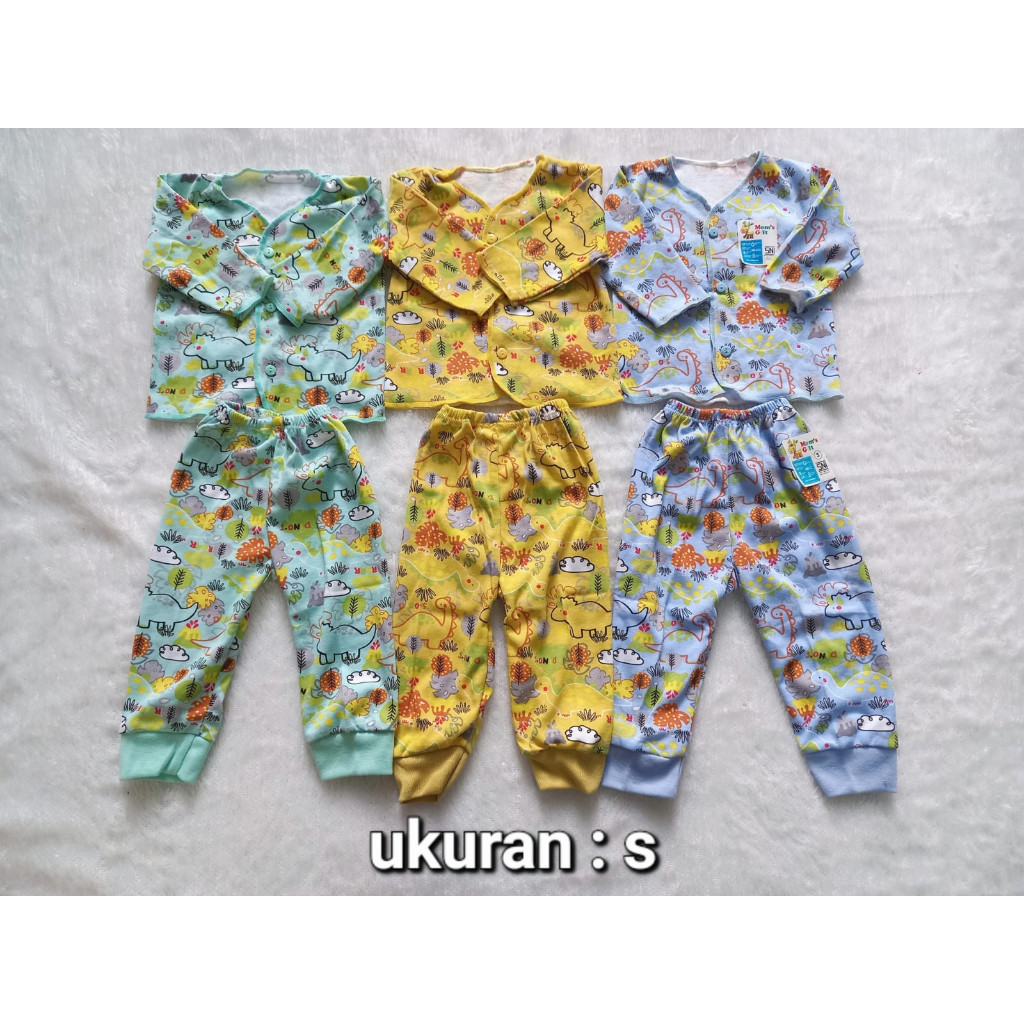 MOMS GIFT SETELAN BAJU BAYI LENGAN PANJANG FULL PRINTING motif DINO