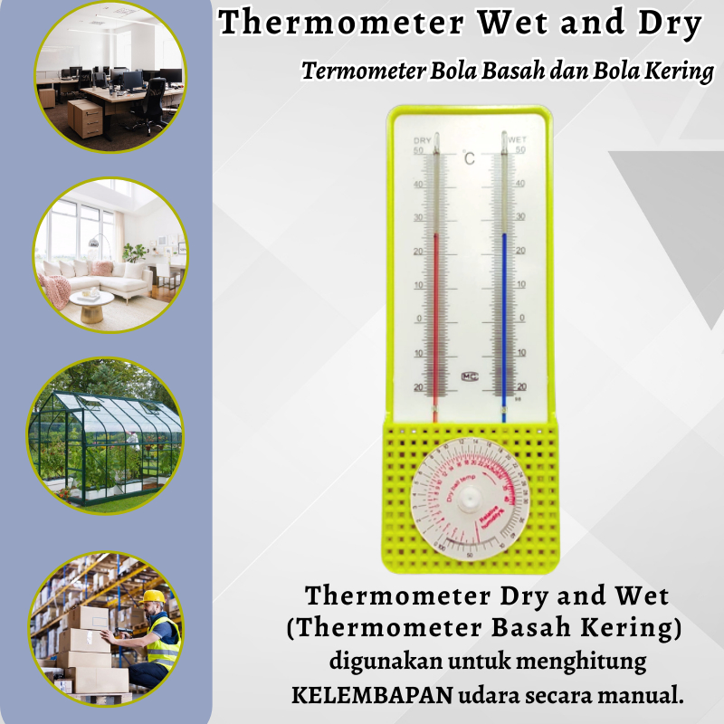 Thermometer Wet and Dry Termometer Bola Basah dan Bola Kering - TDW