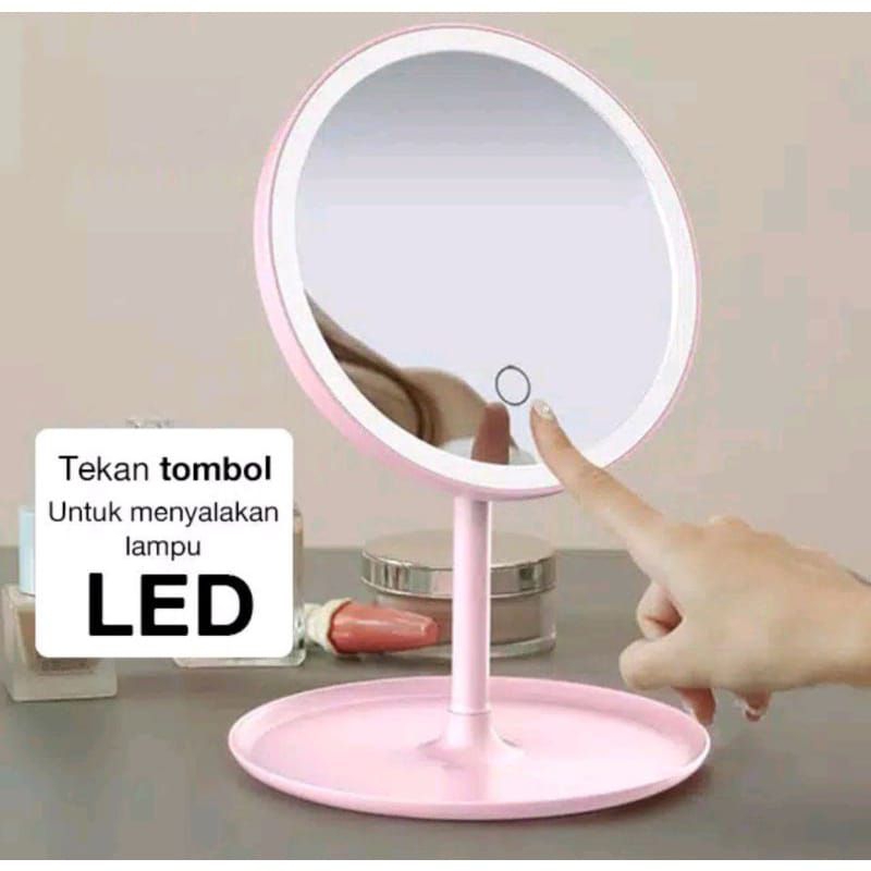 Cermin Rias Kaca Rias LED MIRROR Bulat Tombol Touch Screen