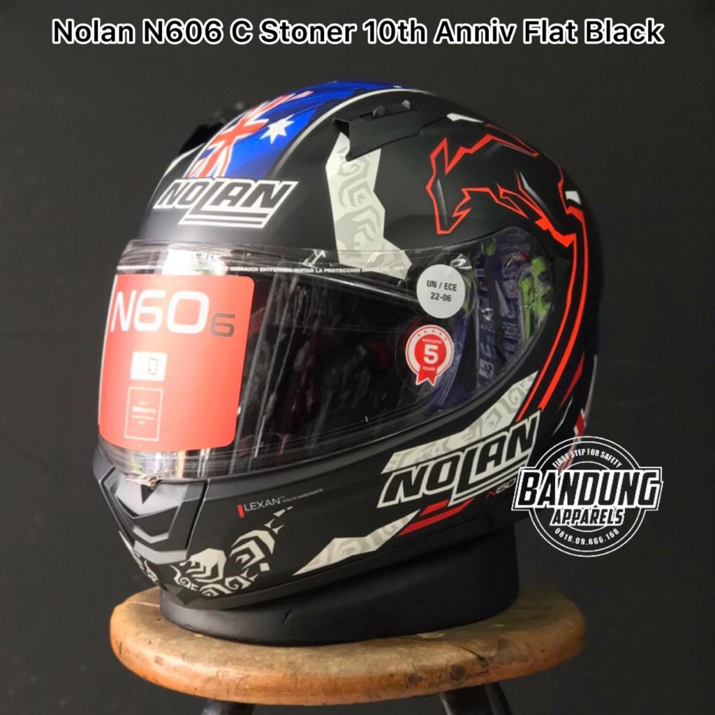 Helm Full Face Nolan N606 C Stoner 10th Anniversary Flat Black #052
