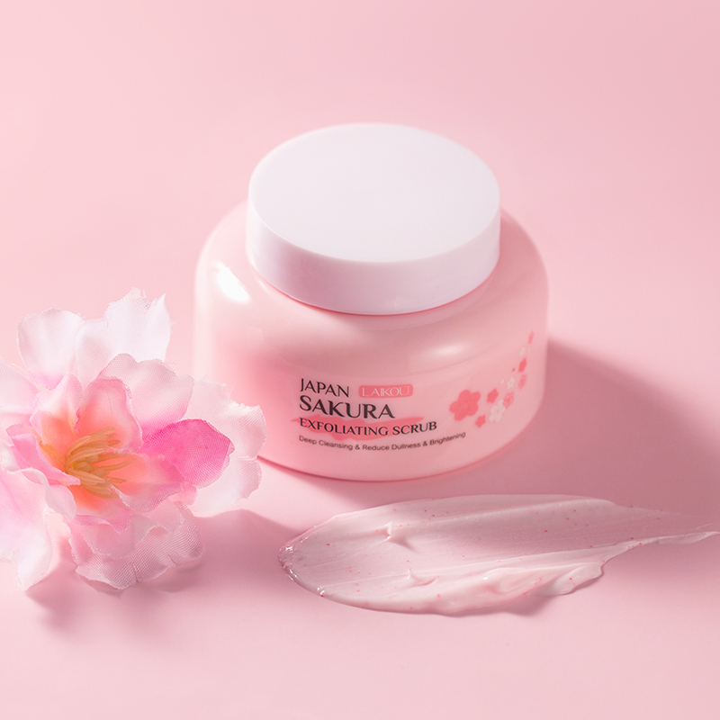 LAIKOU Japan Sakura Scrub Wajah dan Tubuh Eksfoliasi Kulit Mati Melembutkan Mencerahkan Warna Kulit 100g