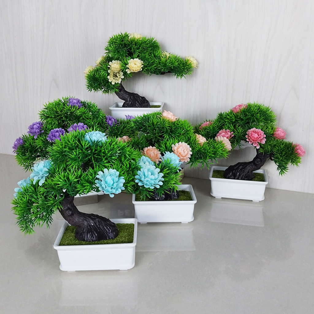 Tanaman Hias Plastik Ornamen Pot Bonsai Bunga Hiasan Palsu Pajangan Dekorasi Rumah Import Artificial Flower Import Azgalery PBP85