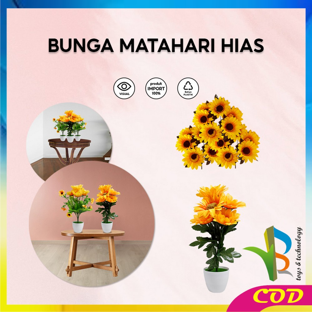 RB-C556 Ornamen Pot Tanaman Bunga Matahari Bunga Hias Dekorasi Rumah Tanaman Artificial Plant Tanaman Hias Plastik